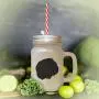 Gelber Deutsch Kurzhaar Pointer Silhouette in Frostglas Mason Jar mit Strohhalse