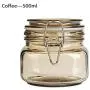 Glasbehälter für Mason Jars, Glashaue mit Deckeln für Trinken und Aufbewahrung, wiederverwendbarer Behälter für Saft, Milch, Großküchenutensilien, Kaffee, Tee, Snacks, runde Glashaue (Farbe: Kaffee, Größe: 500ml)