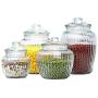 JACKBAGGIO 4pcs New Home Kitchen Sealed Glass Jar With Lid High Capacity Transparent Assorted Collection Of Creative Condiment Bottle Food Milk Powder Can (600ml)