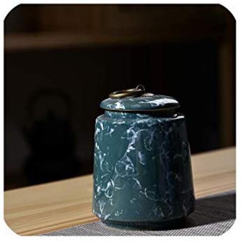 New Retra Ceramic Tea Storage Box Tea Jars Home Decor Candy Jars Storage Container 8.511.5Cm Spices Storage Box 1Pcs,Peacock Blue