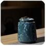 New Retra Ceramic Tea Storage Box Tea Jars Home Decor Candy Jars Storage Container 8.511.5Cm Spices Storage Box 1Pcs,Peacock Blue
