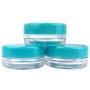 (Quantity: 200 Pieces) Beauticom 3G/3ML Round Clear Jars with TEAL Sky Blue Lids for Scrubs, Oils, Toner, Salves, Creams, Lotions, Makeup Samples, Lip Balms - BPA Free