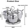 3-Piece,Vertical 304 Stainless Steel Seasoning Jar Rotating Spice Storage Organizer Rack,Modern Style,Household Supplies,370Ml