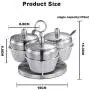 3-Piece,Vertical 304 Stainless Steel Seasoning Jar Rotating Spice Storage Organizer Rack,Modern Style,Household Supplies,370Ml