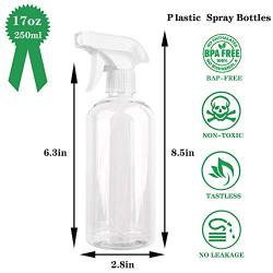 2 Pack Plastic Spray Bottles 17oz Refillable Sprayer with Mist and Stream Mode for Hair/Cleaning Solutions/Outdoor Indoor House Garden Plants, Squirt Bottle - Clear H 500ml