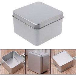 Milue 9x9cm Small Metal Tin Silver Storage Box Case Organizer For Money Coin Candy Key