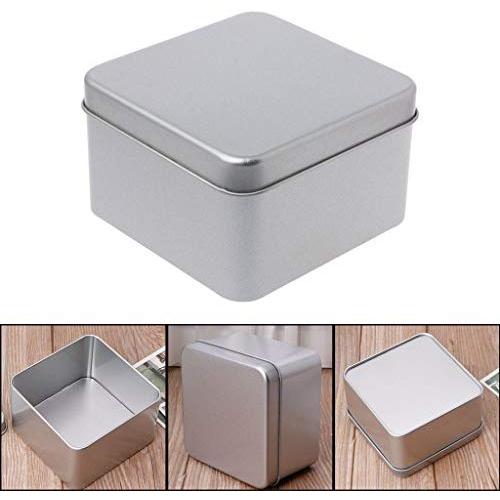 Milue 9x9cm Small Metal Tin Silver Storage Box Case Organizer For Money Coin Candy Key