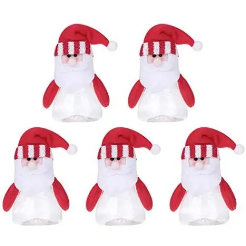 NUOBESTY 5 Stück Weihnachts Süßigkeitenglas Essensbehälter Klare Kunststoff Süßigkeitenglas Weihnachtsgeschenkanhanger Weihnachtsdeko Partydeko Behälter Geschenk