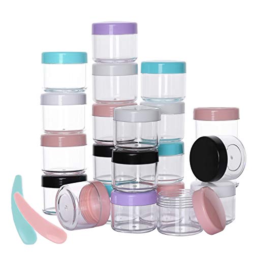 100 Packs Travel Size Jars 20 g and Makeup Spatula Empty Cream Jars TSA Approved Makeup Jars Leak Proof Toiletry Containers for Traveling