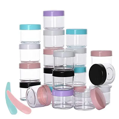 100 Packs Travel Size Jars 20 g and Makeup Spatula Empty Cream Jars TSA Approved Makeup Jars Leak Proof Toiletry Containers for Traveling 100 Packs Travel Size Jars 20 g and Makeup Spatula Empty Cream Jars TSA Approved Makeup Jars Leak Proof Toiletry Containers for Traveling