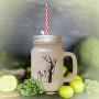 Soft Pink Tree Ghosts Boo Halloween Frosted Glass Mason Jar With Straw