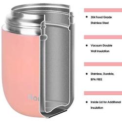 Hometall Food Jar Lunch Containers Thermos, Vacuum Insulated Stainless Steel, Lunch Box for Adult Kids with Folding Spoon 16 oz