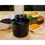Butter Dish Cover Pot Handmade Marble Butter Storage Crock Keeper for Kitchen - Non Ceramic Non Plastic - Used as Utensil Holder and Deep Covered Butter Churn Kitchenware Jar Container (Black)