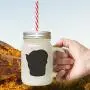 Black Tonkinese Cat Head Silhouette #1 Frosted Glass Mason Jar With Straw