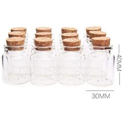 New 2Pcs/set 3040MM 15ML Mini Glass Bottles Wishing Bottle Empty Sample Storage Bin Jars with Cork Stoppers - Transparent