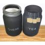 Round Mason Jar and Lid with Black Chalkboard Finish. One White Chalk Marker included! (2, 32oz)