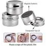 DUDDP Storage Spice lar set 6 Stainless Steel Magnetic Spice Jars, Airtight Kitchen Storage Containers - Fridge to Save Counter & Cupboard Space-Easy to Install