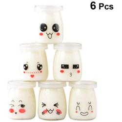 UPKOCH 6pcs Yoghurt Jars pudding Jar with Lid Glass Container With Lid For Milk Jams Jelly Mousse Yogurt Making 100ml (Random Pattern)