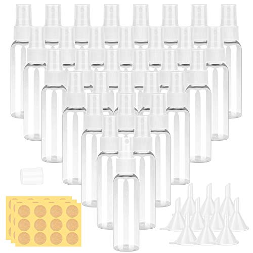 Small Spray Bottles, Shynek 32 Pack 60ml Fine Mist Mini Spray Bottle 2 Ounce Travel Spray Bottles Reusable Empty Plastic Bottles for Sample Essential Oils Perfume