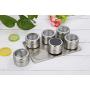 DUDDP Storage Spice lar set 6 Stainless Steel Magnetic Spice Jars, Airtight Kitchen Storage Containers - Fridge to Save Counter & Cupboard Space-Easy to Install