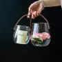 Unique Chic Nordic Glass Storage Jar Bottle With Leather Handle Minimalist Desk Storage Bottle Organizer Flower Vase Container Large Glass Storage Containers With Lids