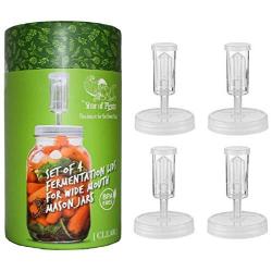 Year of Plenty BPA-Free, Clear Fermentation Lids - Set of 4 - for Making Sauerkraut in Wide Mouth Mason Jars - Includes Instructions, Recipe and Gift Box for Storage… (Clear)