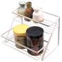 2-Tier Standing Spice Rack Organizer Kitchen Bathroom Countertop step Shelf Storage Cosmetic Makeup Jars Bottle Holder (White)