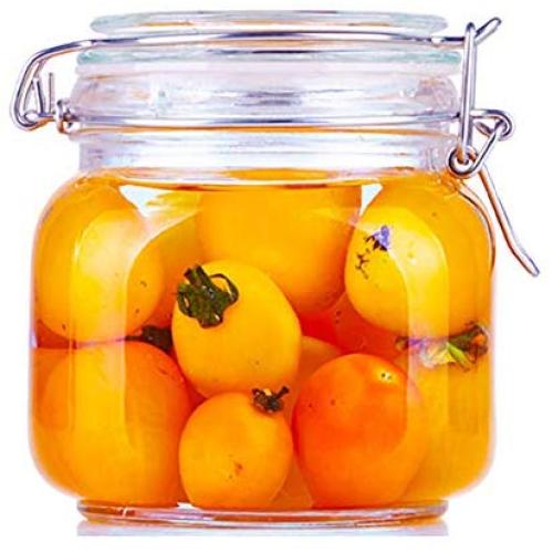 Tree House Food Storage Canisters Round Pot, Glass Storage jar Member Mason jar Stainless Steel Clasp Clip-G 750ml