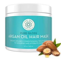 Pure Body Naturals Argan Oil Hair Mask, 8 Fluid Ounces - Argan Oil Hair Mask for Damaged Hair, Deep Conditioning Hair Treatment and Moisturizer