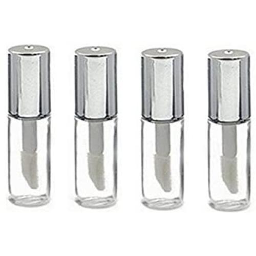 erioctry 12PCS 1.2ML Mini Plastic Empty Lip Gloss Tube DIY Makeup Lip Balm Container Tubes with Built-in Application Brush (Silver Cap)