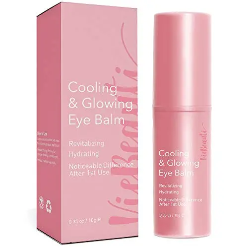 VieBeauti Cooling & Glowing Eye Balm – Hydrating Eye Cream Reduces Puffiness, Discoloration and Wrinkles with Nutrient-Rich Botanicals and Vitamin E – Visible Results in 1 Use (0.35 oz) Pink