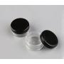 50PCS Transparent Plastic Travel Cosmetic Sample Vial Packing Bottles with Black Screw Cap-Empty Jars Small Round Holder Face Cream Lip Balm Lotion Storage Container Jar Pot DIY Beauty Tool (5G)