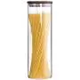 Hochwertige Tall Clear Glass Lebensmittelbehälter mit Luftdichten Holzlids, Küchentopf, Spaghetti-Pasta-Glas, Mehl-Cereals-Zucker-Behälter, Tee-Kaffeebandung, BPA-frei, 63 oz, 1 Stück, 63 fl oz