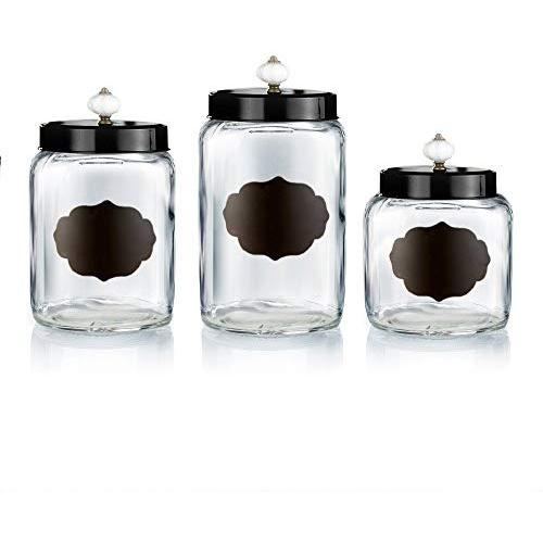 Style Setter 203235-RB Chalkboard Canister Set, 21x6x14, Black