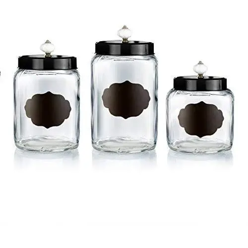 Style Setter 203235-RB Chalkboard Canister Set, 21x6x14, Black Style Setter 203235-RB Chalkboard Canister Set, 21x6x14, Black