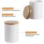 10 fl oz Airtight Ceramic Sugar Bowl with Seal Bamboo Lid, LUCKY GODDNESS Porcelain Sugar Container Food Storage Jar with Label for Coffee, Tea, Kitchen