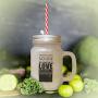 Green Death Leaves Heartache No One Can Heal Love Memory Frosted Glass Mason Jar With Straw