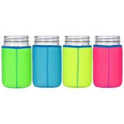 JarJackets Neoprene Mason Jar Protector Sleeve - Fits 32oz (1 quart) Jars (4, Multicolor)