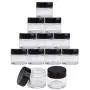 Beauticom Hochwertige Glasbehälter mit 7 g/7 ml (Menge: 12 Packungen) – Dickwandige, klare Kunststoffbehälter mit schwarzen Deckeln für Kosmetik, Lippenbalsam, Lippengloss, Cremes, Lotionen, Flüssigkeiten – Leckagefrei.