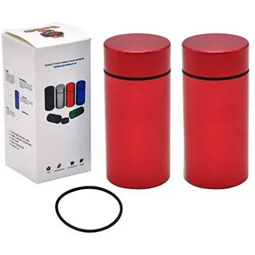 Bouteille de Stockage 2x - Étanchée/Odor-proof Durable en Aluminium Portable Multi-usage avec Bouchon à Vis Fermé – Contenant à Herbes Rouge Bouteille de Stockage 2x - Étanchée/Odor-proof Durable en Aluminium Portable Multi-usage avec Bouchon à Vis Fermé – Contenant à Herbes Rouge