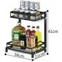 JIAXRACK 2 Tier Metal Kitchen Spice Rack Countertop Standing Corner Shelf Removable Seasoning Organizer Jars Bottle Storage Knife Utensils Holder with 3 Hooks, Black (Size : Package 1) JIAXRACK 2 Tier Metal Kitchen Spice Rack Countertop Standing Corner Shelf Removable Seasoning Organizer Jars Bottle Storage Knife Utensils Holder with 3 Hooks, Black (Size : Package 1)