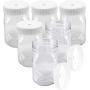 Upper Midland Products 16 oz Clear Plastic Jars 6 Pk Straw Insert Screw on Lids Wide Mouth BPA Free Storage Containers