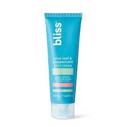 Bliss - Aloe Leaf & Peppermint Foot Cream | Super Softening AHA Exfoliating Cooling Cream | Exfoliator & Moisturizer | Vegan | Cruelty Free | Paraben Free | 4.0 fl. oz.