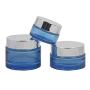 2 Pcs 30Ml/1Oz Empty Refillable Reusable Round Blue Glass Cosmetic Jar Face Cream Lotion Eye Shadow Nail Make Up Powder Storage Container with Silver Lids And Inner Plug