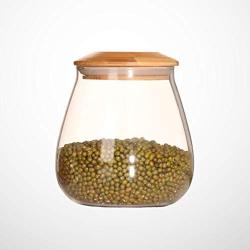 UPKOCH Food Storage Jar Glass 400ml Mushroom with Wooden Lids Portable Sealed Container for Serving Tea Coffee Candy Spice Sugar Salt