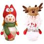 NUOBESTY Christmas Candy Jar 2pcs, Desktop Santa Snowman Clear Plastic Candy Jar Gift Bottle Holder Candy Storage Can Christmas Ornament for Party Window Home, 7x7x15cm