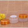 3PCS Empty Refillable White Frosted Glass Cream Jars Bottle Container Pot Storage With Golden Electrochemical Aluminum Lid For Cosmetic Cream Lip Balm Eye Cream Body Butter 20ml/0.68oz