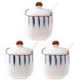 Unterglasur Keramik Spice Jar Japanische Haushalt Hand Gemalt Zucker Salz Shaker Gewürz Tank mit L?ffel Deckel Vier-teiliges Set Condiment bottles (Farbe : B)