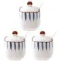 Bouteilles d'épices en céramique sous-émail, pot japonais pour épices et sucre, avec cuillère et couvercle, ensemble de quatre pièces (Couleur : B) Bouteilles d'épices en céramique sous-émail, pot japonais pour épices et sucre, avec cuillère et couvercle, ensemble de quatre pièces (Couleur : B)