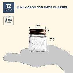 Juvale Bulk 2 Ounce Mini Mason Jars Shot Glasses with Lids (12 Pack)